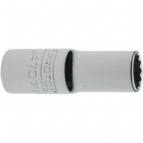 Proto - 1/4" Drive, Intermediate Hand Socket - 12 Points, 1-17/64" OAL, Steel, Full Polish Finish - Americas Industrial Supply