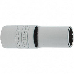 Proto - 1/4" Drive, Intermediate Hand Socket - 12 Points, 1-17/64" OAL, Steel, Full Polish Finish - Americas Industrial Supply