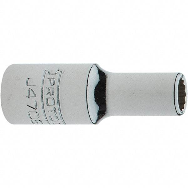 Proto - 1/4" Drive, Intermediate Hand Socket - 12 Points, 1-17/64" OAL, Steel, Full Polish Finish - Americas Industrial Supply