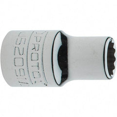 Proto - 3/8" Drive, Intermediate Hand Socket - 12 Points, 1-17/64" OAL, Steel, Full Polish Finish - Americas Industrial Supply