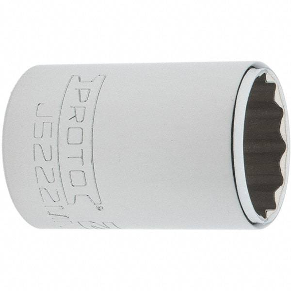 Proto - 3/8" Drive, Intermediate Hand Socket - 12 Points, 1-25/32" OAL, Steel, Full Polish Finish - Americas Industrial Supply