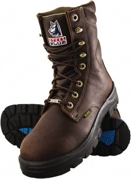 Steel Blue - Men's Size 9 Wide Width Steel Work Boot - Oak, Leather Upper, TPU Outsole, 8" High, Lace-Up - Americas Industrial Supply