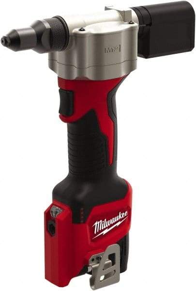 Milwaukee Tool - All up to 3/16" Closed End Rivet Capacity , 2,000 Lb Pull Force Cordless Electric Riveter - 0.8" Stroke Length, 12 Volt, Mandrel Collection, Bare Tool Battery Included - Americas Industrial Supply