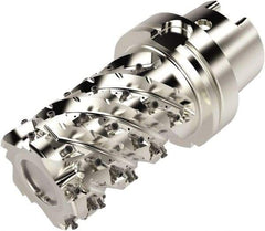 Seco - 80mm Cut Diam, 200mm OAL, Indexable Square Shoulder Helical End Mill - LO.. 12 Inserts, HSK100A Taper Shank, 90° Lead Angle, Through Coolant, Series Square T4-08 - Americas Industrial Supply