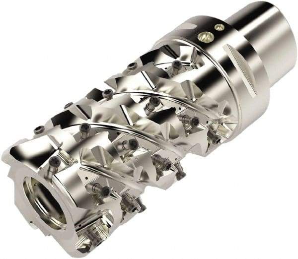 Seco - 63mm Cut Diam, 163mm OAL, Indexable Square Shoulder Helical End Mill - LO.. 12 Inserts, C6 Modular Connection, 90° Lead Angle, Series Square T4-08 - Americas Industrial Supply