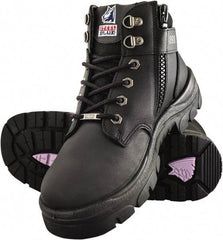 Steel Blue - Men's Size 10 Wide Width Steel Industrial Hiker - Black, Leather Upper, TPU Outsole, 5" High, Side Zip, Lace-Up - Americas Industrial Supply