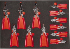 Proto - 12 Piece, 1/4 to 5-7/8" Bore, 1/4 to 5-7/8" Shaft, Convertible Retaining Ring Pliers Set - 0.038 to 0.09" Tip Diam Range, Comes in 23 x 16 Foam Insert - Americas Industrial Supply