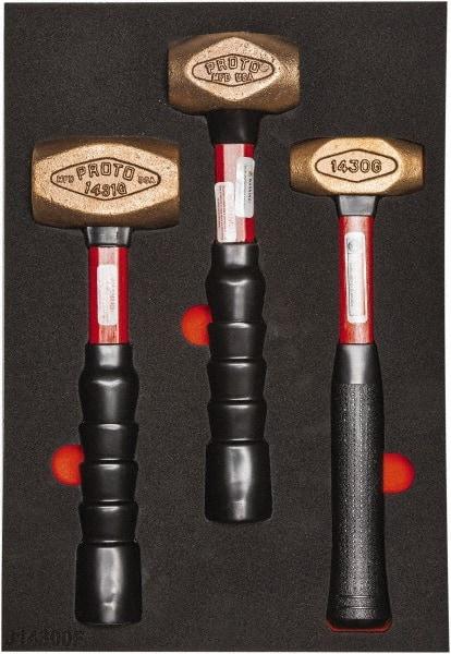 Proto - 3 Piece, 2-5/8, 1-1/2, 1 Lb Head Weight, Dead Blow Hammer Set - 12" OAL, Fiberglass Handles - Americas Industrial Supply