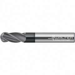 Walter-Prototyp - 9mm Diam, 19mm LOC, 2 Flute Solid Carbide Ball End Mill - TiAlN Finish, 100mm OAL, 10mm Shank Diam - Americas Industrial Supply