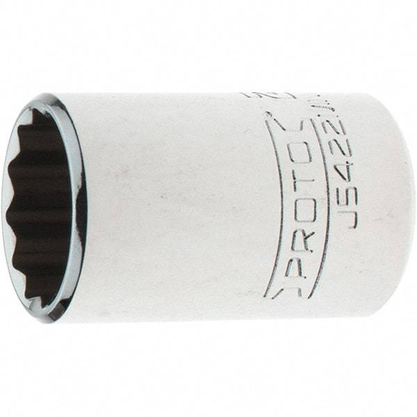 Proto - 1/2" Drive, Standard Hand Socket - 12 Points, 1-35/64" OAL, Steel, Chrome Finish - Americas Industrial Supply