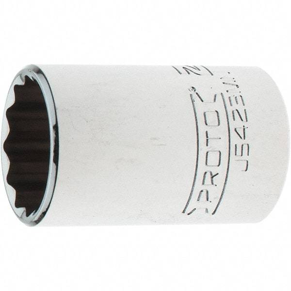 Proto - 1/2" Drive, Standard Hand Socket - 12 Points, 1-13/16" OAL, Steel, Chrome Finish - Americas Industrial Supply