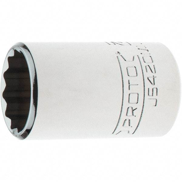 Proto - 1/2" Drive, Standard Hand Socket - 12 Points, 1-3/4" OAL, Steel, Chrome Finish - Americas Industrial Supply