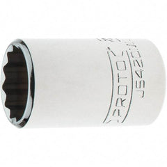 Proto - 1/2" Drive, Standard Hand Socket - 12 Points, 1-3/4" OAL, Steel, Chrome Finish - Americas Industrial Supply