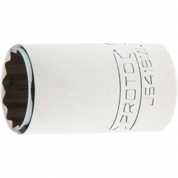 Proto - 1/2" Drive, Standard Hand Socket - 12 Points, 1-3/4" OAL, Steel, Chrome Finish - Americas Industrial Supply