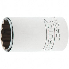 Proto - 1/2" Drive, Standard Hand Socket - 12 Points, 1-3/4" OAL, Steel, Chrome Finish - Americas Industrial Supply