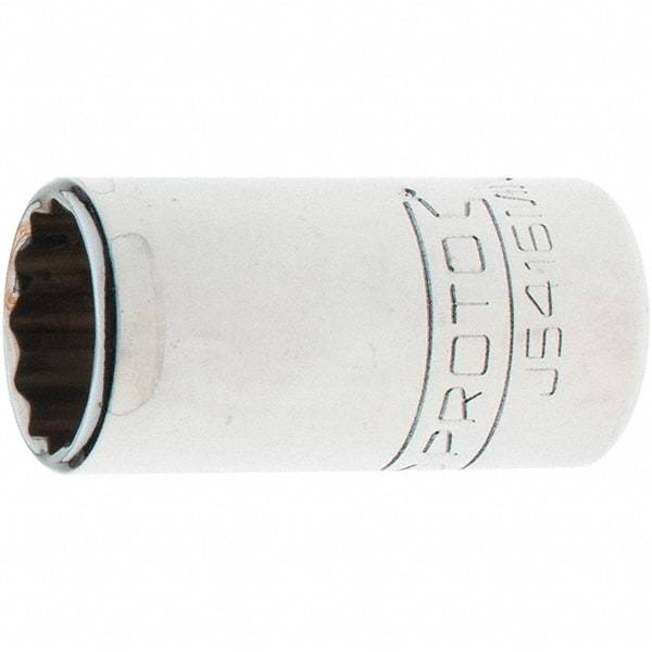 Proto - 1/2" Drive, Standard Hand Socket - 12 Points, 1-45/64" OAL, Steel, Chrome Finish - Americas Industrial Supply