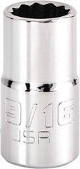 Proto - 9/16", 1/2" Drive, Standard Hand Socket - 12 Points, 1-5/8" OAL, Steel, Chrome Finish - Americas Industrial Supply