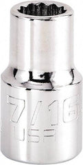 Proto - 7/16", 1/2" Drive, Standard Hand Socket - 12 Points, 1-17/32" OAL, Steel, Chrome Finish - Americas Industrial Supply