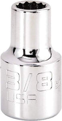 Proto - 3/8", 1/2" Drive, Standard Hand Socket - 12 Points, 1-17/32" OAL, Steel, Chrome Finish - Americas Industrial Supply