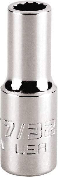 Proto - 7/32", 1/4" Drive, Standard Hand Socket - 12 Points, 1-15/64" OAL, Steel, Chrome Finish - Americas Industrial Supply