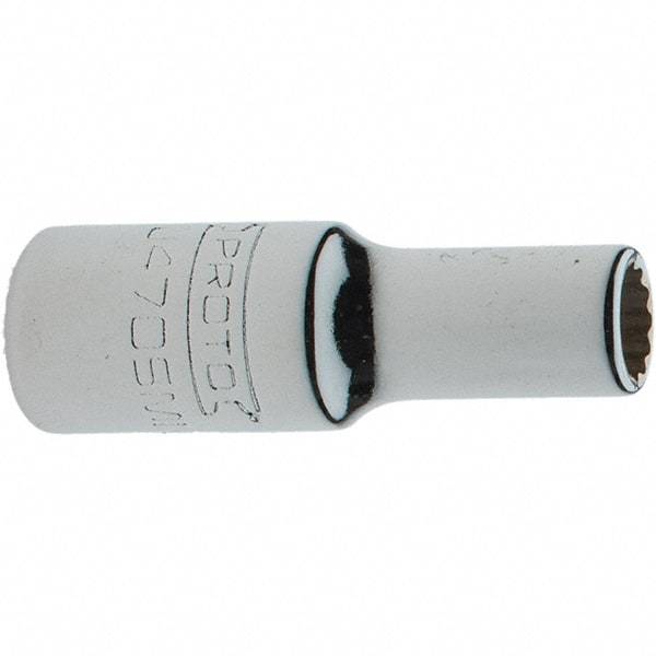 Proto - 1/4" Drive, Standard Hand Socket - 12 Points, 1-17/64" OAL, Steel, Chrome Finish - Americas Industrial Supply