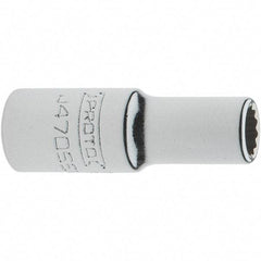 Proto - 1/4" Drive, Standard Hand Socket - 12 Points, 1-17/64" OAL, Steel, Chrome Finish - Americas Industrial Supply