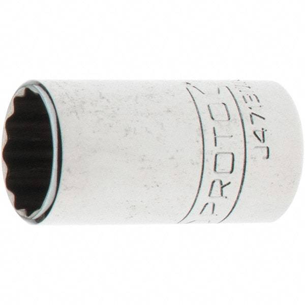 Proto - 1/4" Drive, Standard Hand Socket - 12 Points, 1-17/64" OAL, Steel, Chrome Finish - Americas Industrial Supply