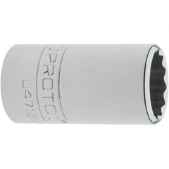 Proto - 1/4" Drive, Standard Hand Socket - 12 Points, 1-17/64" OAL, Steel, Chrome Finish - Americas Industrial Supply