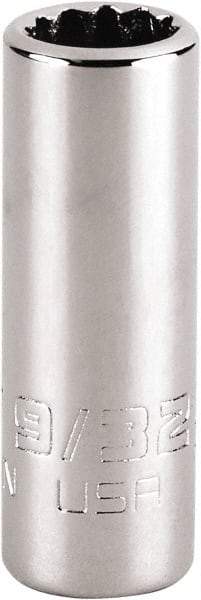 Proto - 9/32", 1/4" Drive, Standard Hand Socket - 12 Points, 1-15/64" OAL, Steel, Chrome Finish - Americas Industrial Supply