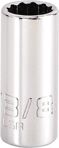 Proto - 3/8", 1/4" Drive, Standard Hand Socket - 12 Points, 1-15/64" OAL, Steel, Chrome Finish - Americas Industrial Supply