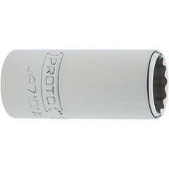 Proto - 1/4" Drive, Standard Hand Socket - 12 Points, 1-17/64" OAL, Steel, Chrome Finish - Americas Industrial Supply