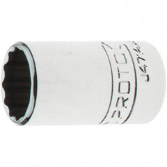 Proto - 1/4" Drive, Standard Hand Socket - 12 Points, 1-17/64" OAL, Steel, Chrome Finish - Americas Industrial Supply