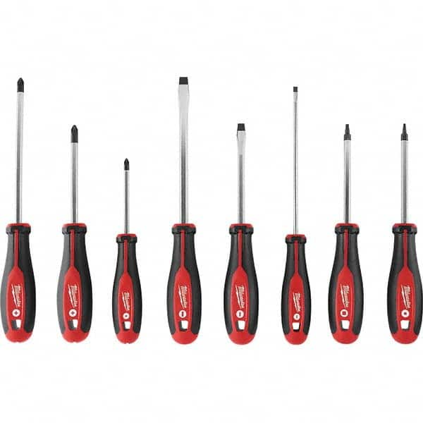 Milwaukee Tool - Screwdriver Sets Screwdriver Types Included: Philips; Slotted; Square; Torx Number of Pieces: 8 - Americas Industrial Supply