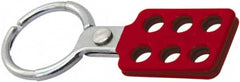 NMC - Single Jaw, 1-1/2" Jaw Diam, 6 PadLocks, Red Vinyl Insulation Aluminum Lockout Hasp - Scissor Action, 4-3/8" Long x 1-1/2" Wide, Red - Americas Industrial Supply