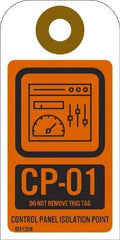 NMC - 4" High x 2" Long, CP - 01 THRU CP - 10 DO NOT REMOVE THIS TAG CONTROL PANEL ISOLATION POINT, English Safety & Facility Energy Isolation Tag - 1 Side, Orange Unrippable Vinyl - Americas Industrial Supply