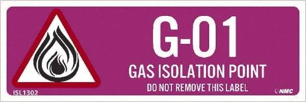 NMC - Energy Isolation Label - Legend: G - 01 THRU G - 10 DO NOT REMOVE THIS TAG GAS ISOLATION POINT, English, Purple, 3" Long x 1" High, Sign Muscle Finish - Americas Industrial Supply
