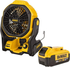 DeWALT - 7" Blade, 500 Max CFM, Cordless Fan - 20 Volts, 3 Speed - Americas Industrial Supply