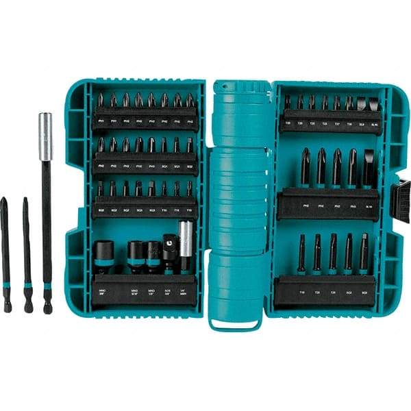 Makita - Power Bit, Insert Bit & Nut Driver Set - 1/4 to 3/8" Hex, #2, 1/4", 3/8" Drive, Phillips, Slotted, Torx, Square Point - Americas Industrial Supply