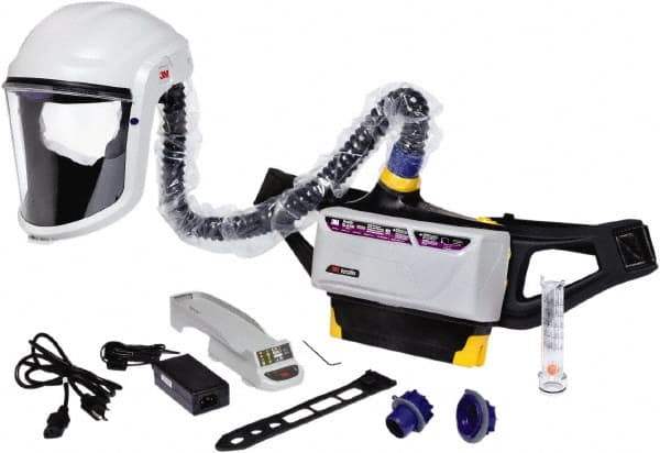 3M - Ratchet Adjustable 6-Point Suspension PAPR System - Hard Hat Headgear, Face Shield, Use for Powder Coating, Spray Painting & Painting - Americas Industrial Supply