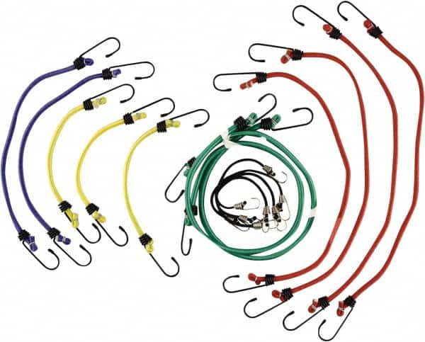 Erickson Manufacturing - Bungee Cord with S Hook - 10, 13, 18, 24, 30" OAL, Red/Blue/Green/Yellow - Americas Industrial Supply