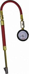 Milton - 0 to 160 psi Dial Straight Foot Dual Head Tire Pressure Gauge - 9' Hose Length, 5 psi Resolution - Americas Industrial Supply