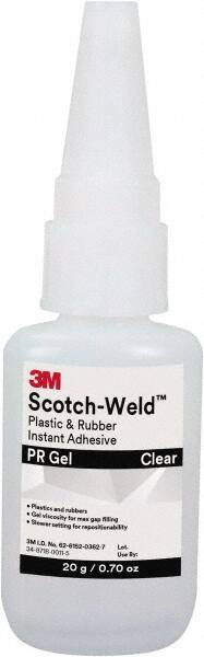 3M - 0.71 oz Tube Clear Instant Adhesive - Series Part Number PR Gel, 30 to 60 sec Working Time, 24 hr Full Cure Time - Americas Industrial Supply