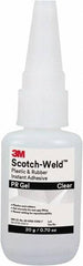 3M - 0.71 oz Tube Clear Instant Adhesive - Series Part Number PR Gel, 30 to 60 sec Working Time, 24 hr Full Cure Time - Americas Industrial Supply