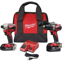 Milwaukee Tool - 18 Volt Cordless Tool Combination Kit - Includes 1/2" Brushless Hammer Drill/Driver & Brushless 1/4" Impact Driver, Lithium-Ion Battery Included - Americas Industrial Supply