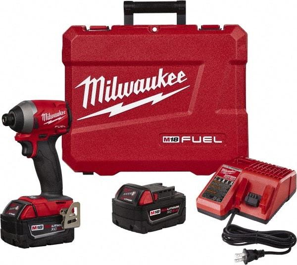 Milwaukee Tool - 18 Volt, 1/4" Drive, 167 Ft/Lb Torque, Cordless Impact Driver - 3600 RPM, 2 Lithium-Ion Batteries Included - Americas Industrial Supply