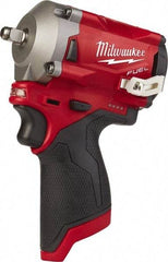 Milwaukee Tool - 1/4" Drive 12 Volt Pistol Grip Cordless Impact Wrench & Ratchet - 3,200 RPM, 0 to 3,200 BPM, 100 Ft/Lb Torque, 2 Lithium-Ion Batteries Included - Americas Industrial Supply