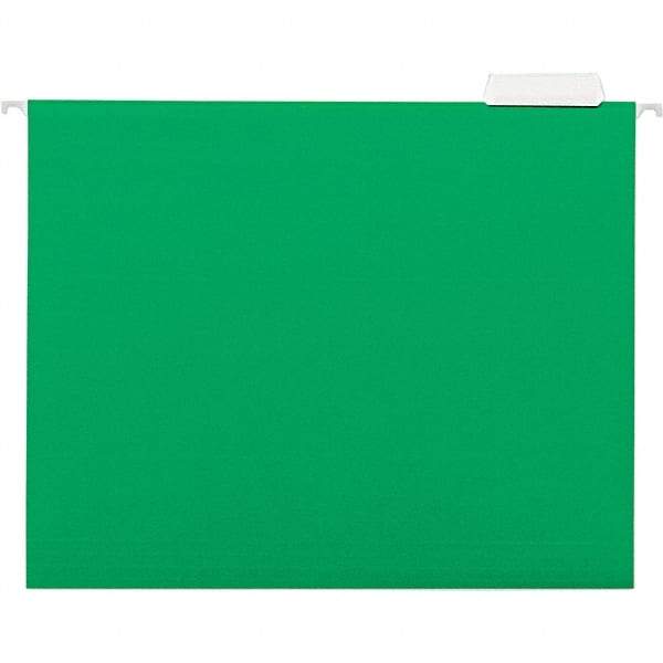 Universal One - 9-5/8 x 11-3/4", Letter Size, Bright Green, Hanging File Folder - 11 Point Stock, 1/5 Tab Cut Location - Americas Industrial Supply