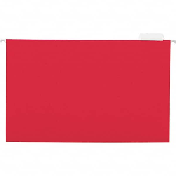 Universal One - 9-5/8 x 14-3/4", Legal, Red, Hanging File Folder - 11 Point Stock, 1/5 Tab Cut Location - Americas Industrial Supply