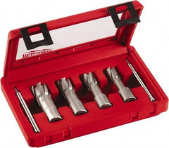 Milwaukee Tool - 4 Piece, 9/16 to 15/16" Cutter Diam, 1-3/8" Cutting Depth, Carbide-Tipped Annular Cutter Set - 9/16, 11/16, 13/16, 15/16" Cutter Diam - Americas Industrial Supply