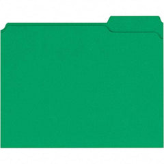 Universal One - 9-5/8 x 11-3/4", Letter Size, Green, File Folders with Top Tab - 11 Point Stock, 1/3 Tab Cut Location - Americas Industrial Supply